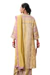 Saundh_Yellow Kurta Linen(viscose) Printed Geometric Round Jyot Pyjama Set _Online_at_Aza_Fashions