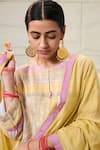 Shop_Saundh_Yellow Kurta Linen(viscose) Printed Geometric Round Jyot Pyjama Set _Online_at_Aza_Fashions