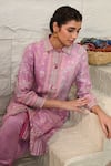 Buy_Saundh_Purple Kurta Viscose (linen) Printed Resham Collared Ekam Patch With Pant 