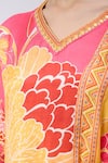 Shop_BAIRAAS_Pink Printed Floral V Neck Straight Kurta Pant Set _Online_at_Aza_Fashions