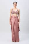 Buy_BAIRAAS_Pink Cape Pure Organza. Skirt Silk Satin Embroidered Zardozi And Draped Set 