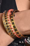 Zaza By Somya_Black Fabric Flowers Cotton Thread Woven Stacked Bangles 4 Pcs _Online_at_Aza_Fashions