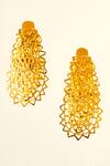 Shop_Zaza By Somya_Gold Plated Regal Crest Jaali Danglers _at_Aza_Fashions