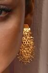 Zaza By Somya_Gold Plated Regal Crest Jaali Danglers _Online_at_Aza_Fashions
