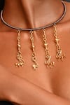 Shop_Zaza By Somya_Gold Plated Tribal Spirit Hanging Necklace _at_Aza_Fashions