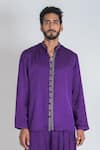 Buy_Neora By Nehal Chopra_Purple Bemberg Modal Silk Braid Placket Embroidered Kurta _Online_at_Aza_Fashions