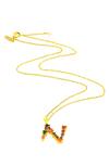 Buy_Arvino_Multi Color Alphabet N Studded Gemstone Pendant Necklace _at_Aza_Fashions