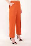 Linen Bloom_Orange 100% Linen Plain Pant _Online_at_Aza_Fashions