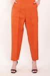 Buy_Linen Bloom_Orange 100% Linen Plain Pant _Online_at_Aza_Fashions