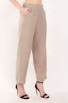 Buy_Linen Bloom_Brown 100% Linen Plain Pant _Online_at_Aza_Fashions