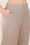 Linen Bloom_Brown 100% Linen Plain Pant _at_Aza_Fashions