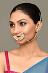 Buy_Samyukta Singhania_Gold Plated Kundan Bead Tassel Nose Ring _Online_at_Aza_Fashions