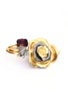 Samyukta Singhania_Gold Plated Stone Rose Pattern Finger Ring _Online_at_Aza_Fashions