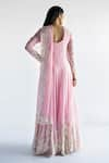 Shop_Bharat Adiani_Pink Georgette Embroidered Floral Round Anarkali With Dupatta _at_Aza_Fashions