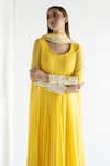 Buy_Bharat Adiani_Yellow Georgette Embroidered Floral Round Anarkali With Dupatta _Online_at_Aza_Fashions