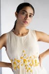 Buy_Bharat Adiani_Beige Crochet Embroidered Floral Round Asymmetric Tunic _Online_at_Aza_Fashions