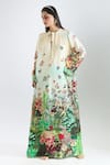 Buy_Prints by Radhika_Multi Color Twill Silk Satin Printed Botanical Keyhole Placement Kaftan _Online_at_Aza_Fashions