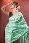 Buy_Samyukta Singhania_Green Organza Lucknowi Weave Paisley Chikankari Zari Saree With Running Blouse _Online_at_Aza_Fashions