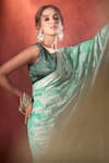 Samyukta Singhania_Green Organza Lucknowi Weave Paisley Chikankari Zari Saree With Running Blouse _at_Aza_Fashions