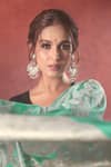 Shop_Samyukta Singhania_Green Organza Lucknowi Weave Paisley Chikankari Zari Saree With Running Blouse 