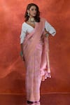 Buy_Samyukta Singhania_Pink Organza Kashmiri Weave Floral Handloom Saree With Running Blouse _at_Aza_Fashions