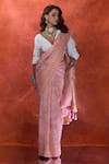 Shop_Samyukta Singhania_Pink Organza Kashmiri Weave Floral Handloom Saree With Running Blouse _at_Aza_Fashions