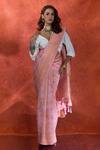 Buy_Samyukta Singhania_Pink Organza Kashmiri Weave Floral Handloom Saree With Running Blouse _Online_at_Aza_Fashions