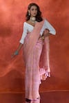 Shop_Samyukta Singhania_Pink Organza Kashmiri Weave Floral Handloom Saree With Running Blouse _Online_at_Aza_Fashions