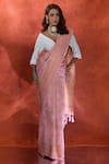 Samyukta Singhania_Pink Organza Kashmiri Weave Floral Handloom Saree With Running Blouse _at_Aza_Fashions