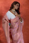 Buy_Samyukta Singhania_Pink Organza Kashmiri Weave Floral Handloom Saree With Running Blouse 