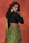 Buy_Samyukta Singhania_Green Tissue Print Floral Zari Saree With Running Blouse _Online_at_Aza_Fashions