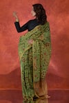 Buy_Samyukta Singhania_Green Tissue Print Floral Zari Saree With Running Blouse 