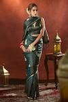 Buy_Samyukta Singhania_Green Pure Satin Silk Weave Paisley Saree With Running Blouse _at_Aza_Fashions