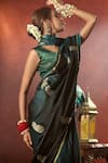 Samyukta Singhania_Green Pure Satin Silk Weave Paisley Saree With Running Blouse _Online_at_Aza_Fashions