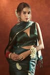 Samyukta Singhania_Green Pure Satin Silk Weave Paisley Saree With Running Blouse _Online