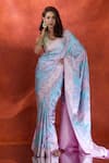 Buy_Samyukta Singhania_Pink Satin Silk Weave Rangkat Handloom Saree With Running Blouse _at_Aza_Fashions