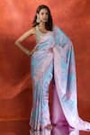 Shop_Samyukta Singhania_Pink Satin Silk Weave Rangkat Handloom Saree With Running Blouse _at_Aza_Fashions