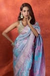 Shop_Samyukta Singhania_Pink Satin Silk Weave Rangkat Handloom Saree With Running Blouse _Online_at_Aza_Fashions