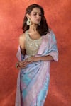 Buy_Samyukta Singhania_Pink Satin Silk Weave Rangkat Handloom Saree With Running Blouse _Online