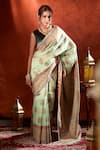 Buy_Samyukta Singhania_Green Handloom Weave Paisley Saree With Running Blouse _at_Aza_Fashions