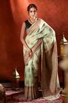 Shop_Samyukta Singhania_Green Handloom Weave Paisley Saree With Running Blouse _at_Aza_Fashions