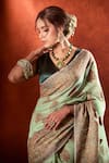 Samyukta Singhania_Green Handloom Weave Paisley Saree With Running Blouse _Online_at_Aza_Fashions