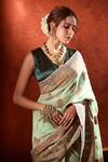 Buy_Samyukta Singhania_Green Handloom Weave Paisley Saree With Running Blouse 