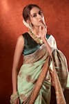 Shop_Samyukta Singhania_Green Handloom Weave Paisley Saree With Running Blouse 