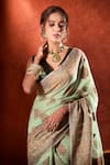 Buy_Samyukta Singhania_Green Handloom Weave Paisley Saree With Running Blouse _Online