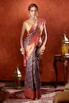 Shop_Samyukta Singhania_Blue Handwoven Kashmiri Weave Paisley Chaap Saree With Running Blouse _at_Aza_Fashions