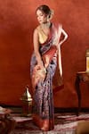 Samyukta Singhania_Blue Handwoven Kashmiri Weave Paisley Chaap Saree With Running Blouse _at_Aza_Fashions