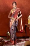 Buy_Samyukta Singhania_Blue Handwoven Kashmiri Weave Paisley Chaap Saree With Running Blouse 