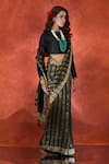 Shop_Samyukta Singhania_Black Pure Viscose Weave Stripe Handwoven Saree With Running Blouse _Online_at_Aza_Fashions