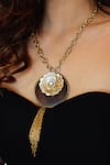 Buy_Rejuvenate Jewels_Cream Mother Of Pearl Embellished Pendant Necklace _Online_at_Aza_Fashions